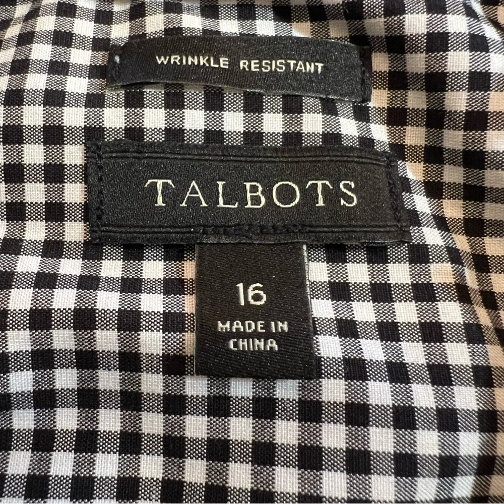 Talbots Black and White Gingham Sleeveless Button-Front Top - Picture 3 of 8